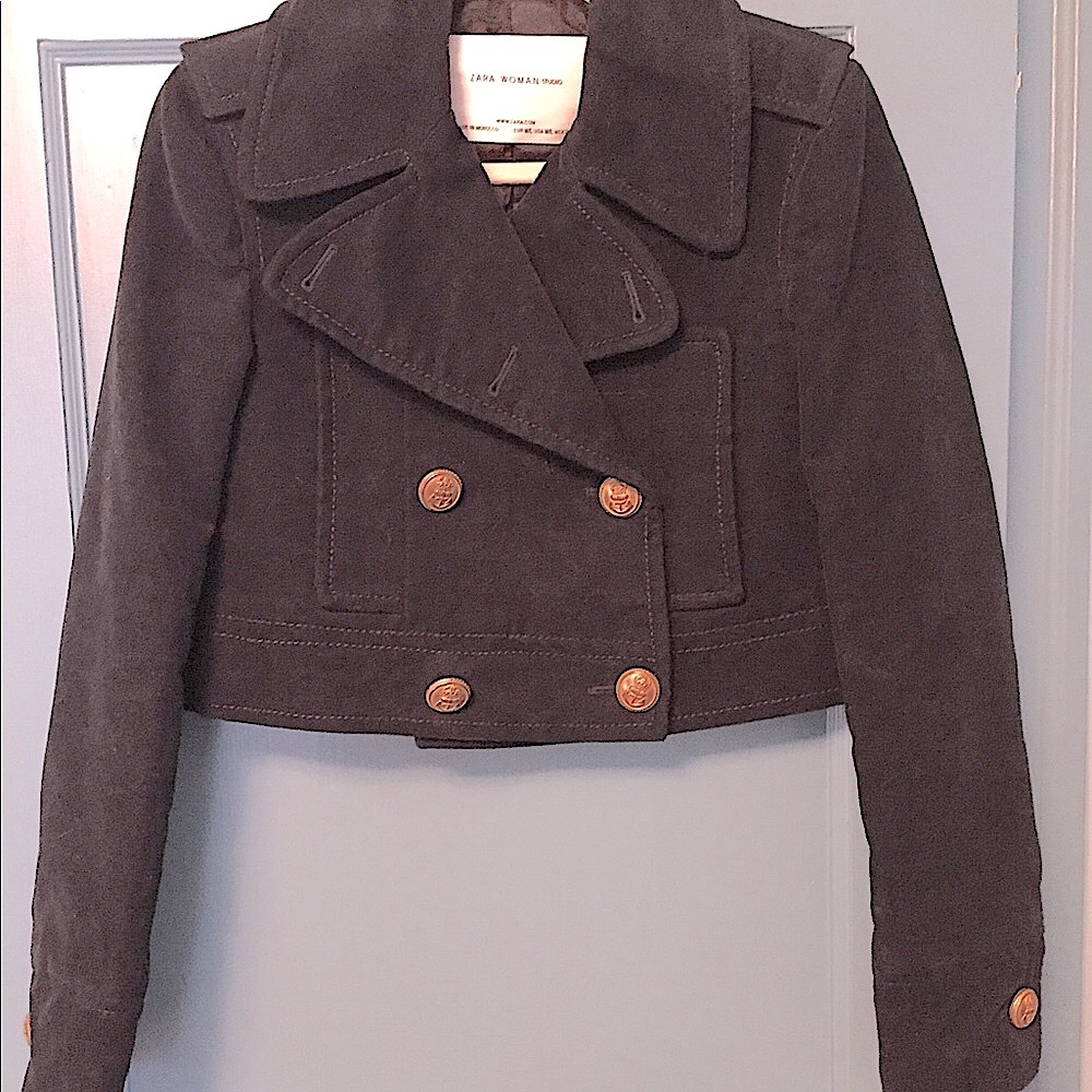 Zara NWOT Black Cropped Velveteen Jacket